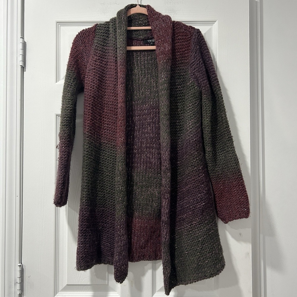Twins Made In Italy Wool Mohair Blend Long Cardigan Sweater Womens